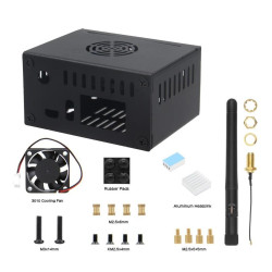 Geekworm N502  Orange Pi Zero 3 Metal Case with Fan Heatsink  External Antenna